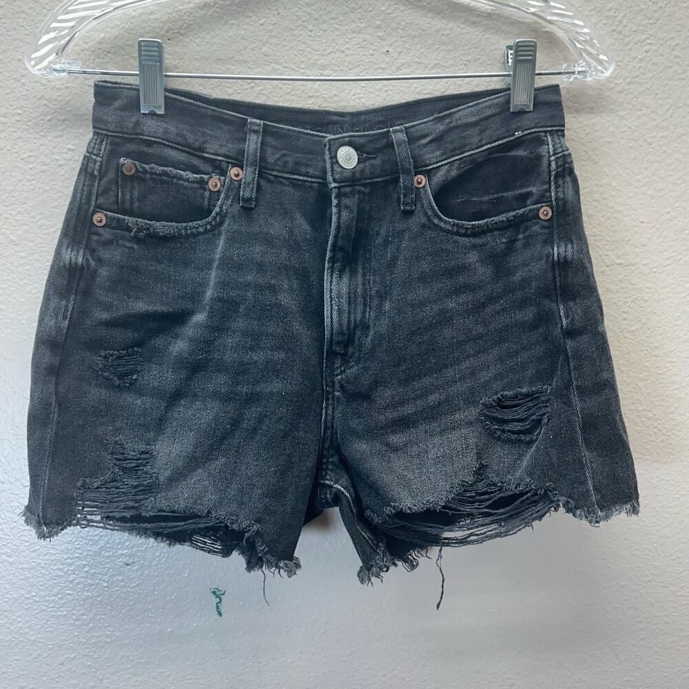 American Eagle Shorts SZ‎ 2 90S BOYFRIEND jean SHORTs black distressed denim